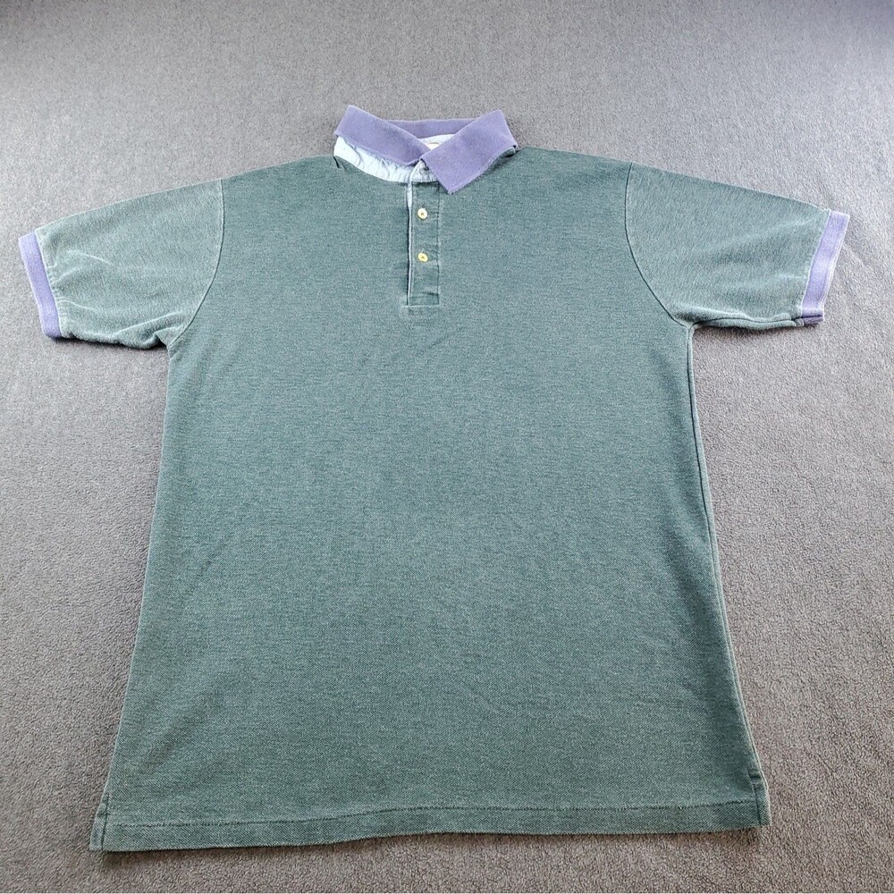 Vintage L.L.Bean Polo Shirt Short Sleeve 3 Button Down Men’s Green